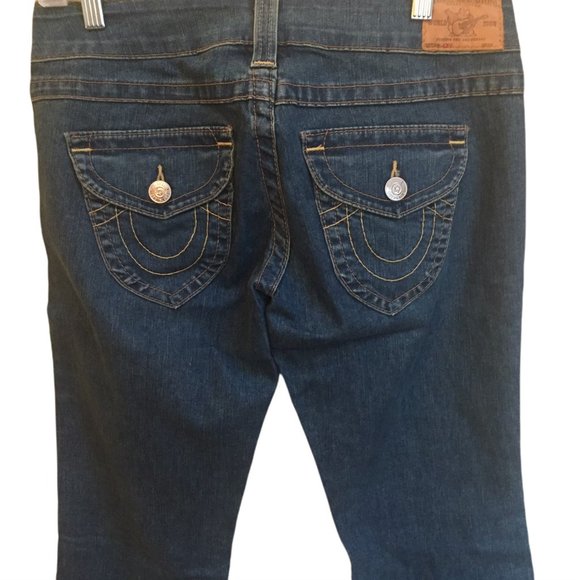 Y2K True Religion Joey 7” Rise Boot Cut Flare Jeans Sz 28 - Picture 1 of 15